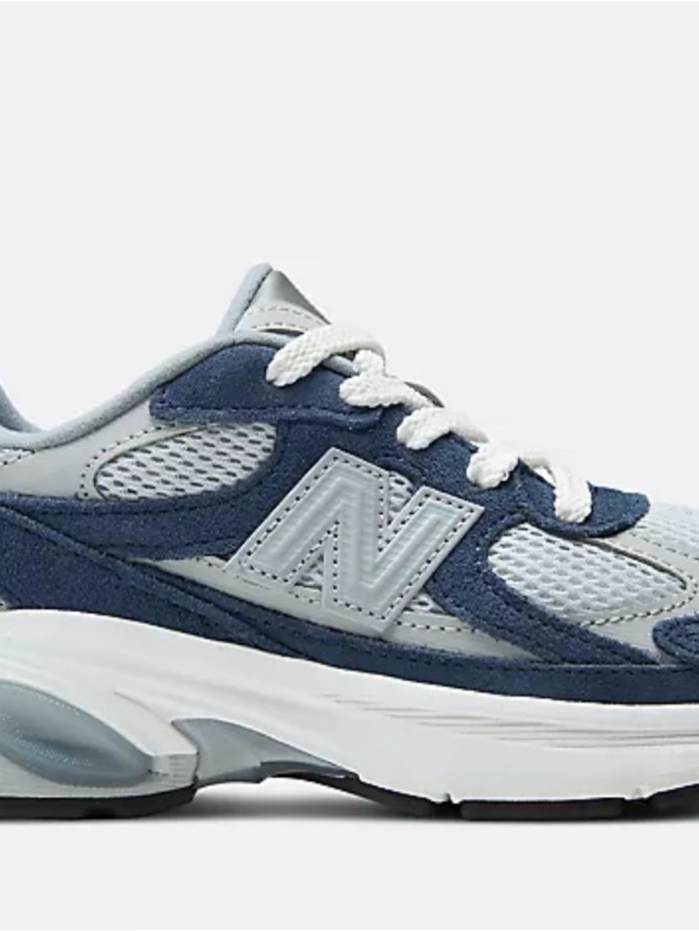 New Balance Kids Navy and Light Gray Suede Mesh Sneakers